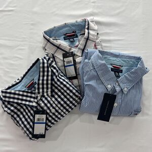 Tommy Hilfiger Boys Dress Shirts Bundle 3 NWT XL 18/20 Plaid Stripe Button Down